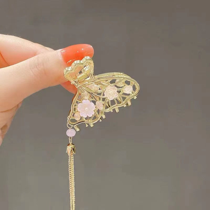 Best Butterfly Small Jaw Clip Alloy Hair Retro Style Elegant Fairy Small Tassel Shark