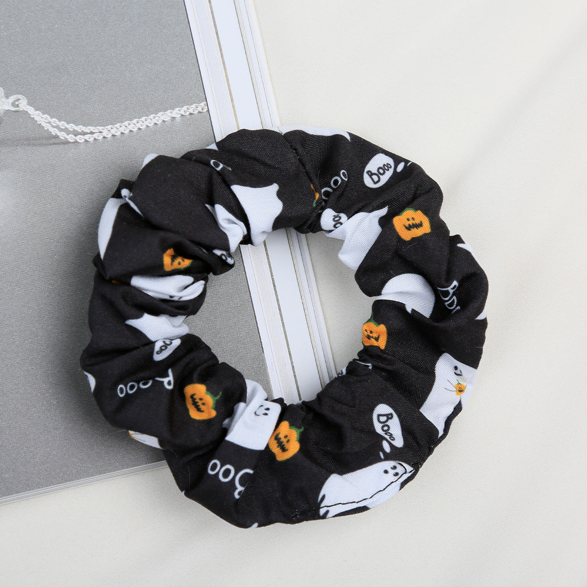 Halloween Series Cartoon Printed Wide-brimmed Pleated Hair Ring