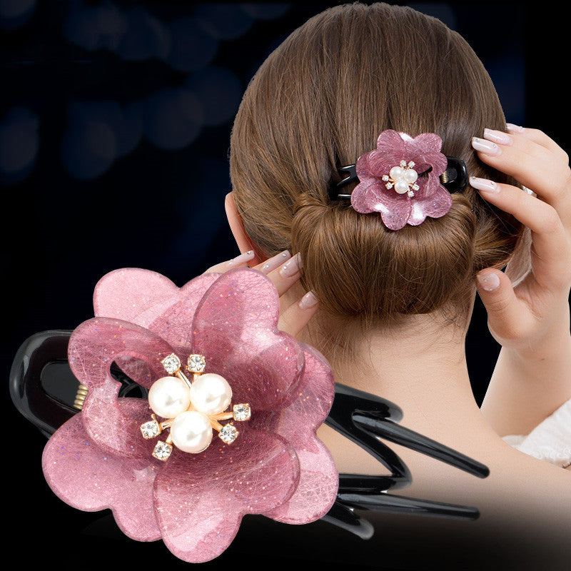 Women's Large Coiled Hair Three Teeth Clip