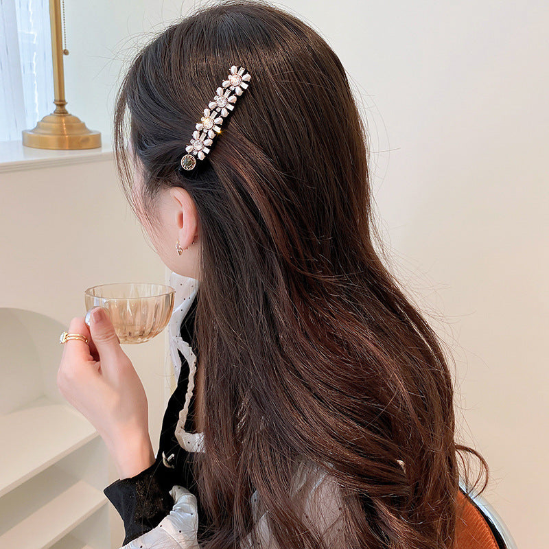 Retro Baroque Rhinestone Pearl Barrettes Female Word Clip Side Clip