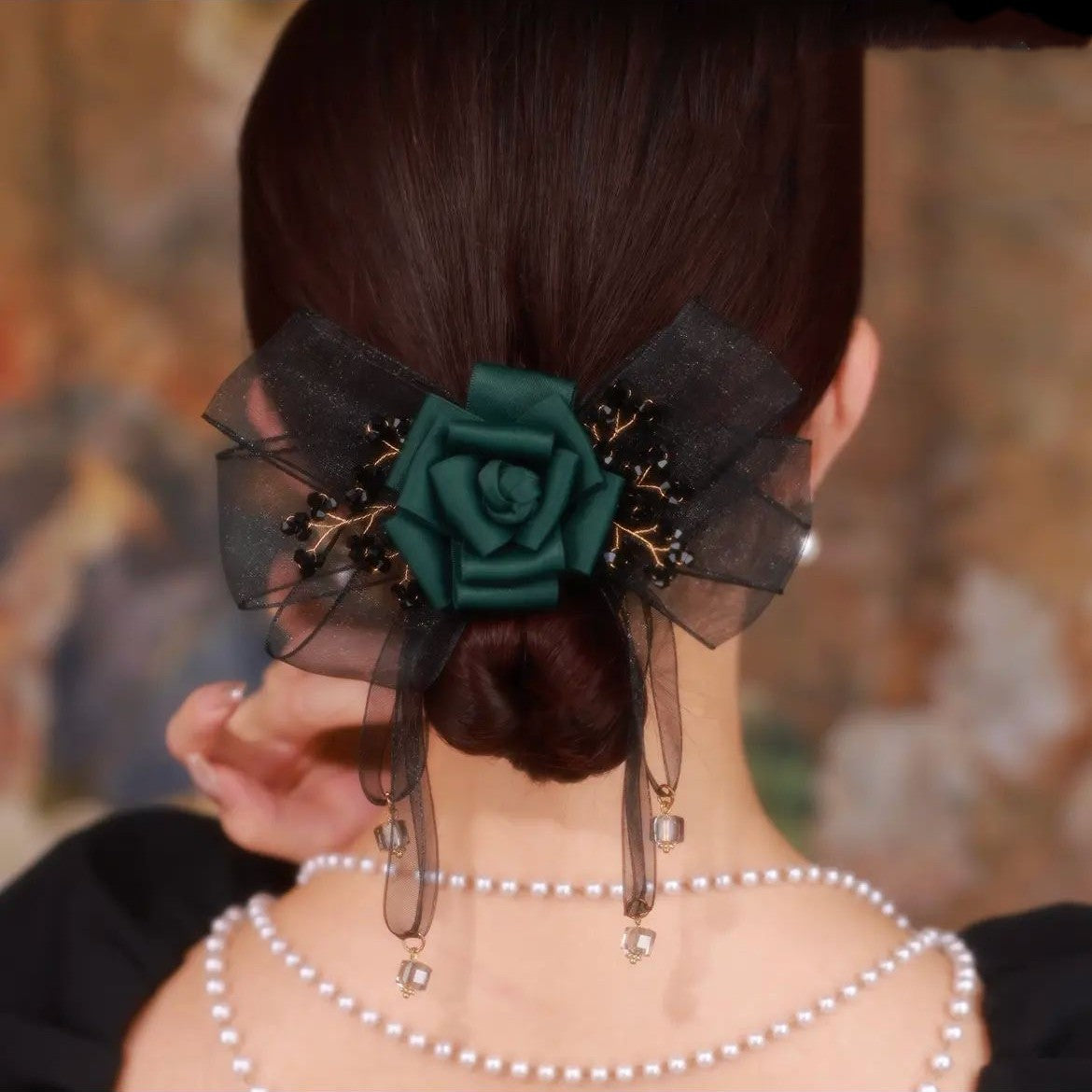 Best Gauze Ribbon Crystal Clip Hair Accessories