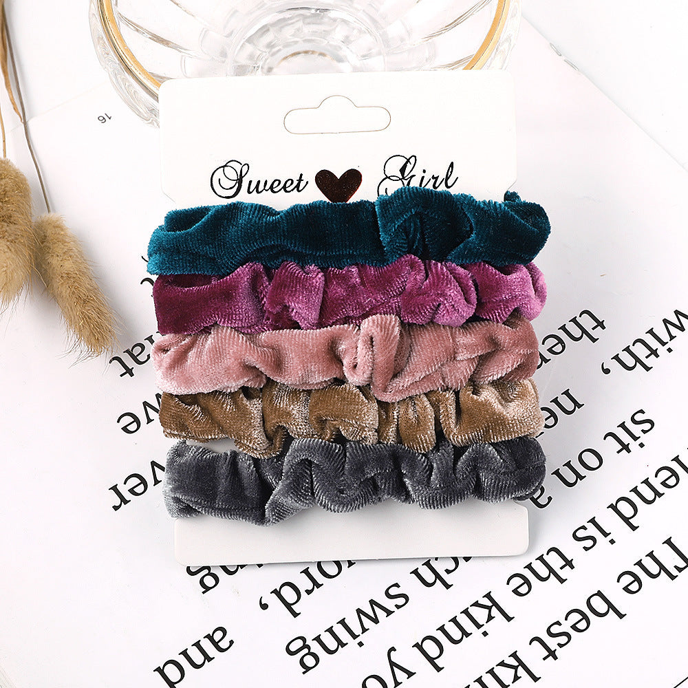 Simple Fabric Large Intestine Hair Ring Candy Color Hair Rope Large Intestine Ring Set