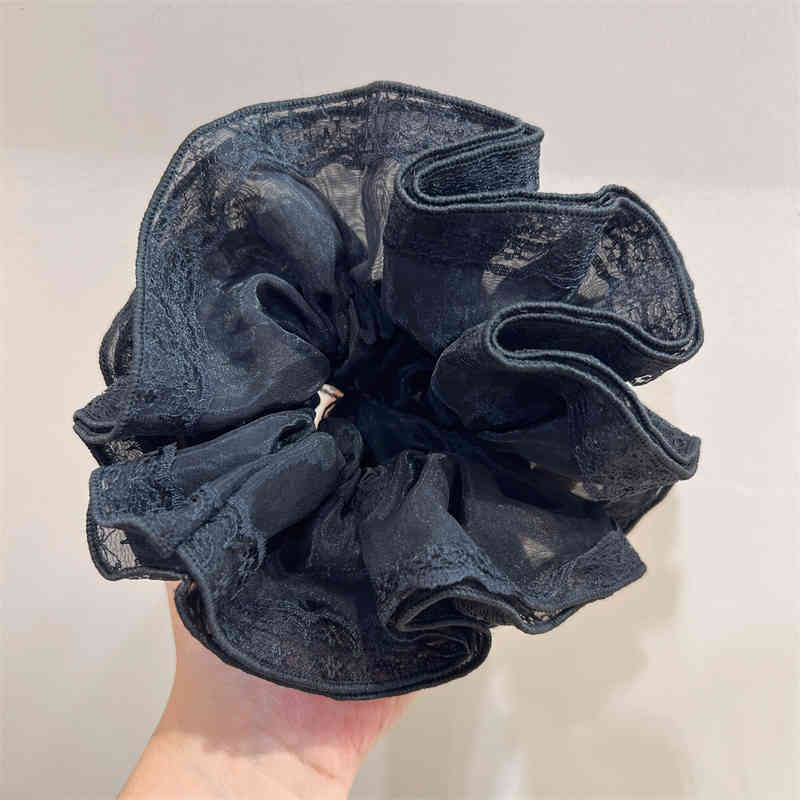 Double Layer Intestine Ring Hair Rope Organza Lace Edge Hair Ring